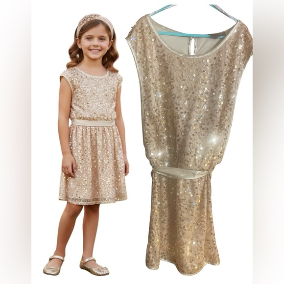 My Michelle Other - My Michelle Girls Gold Sequin Party Dress Size 10 Formal Flower Girl Holiday